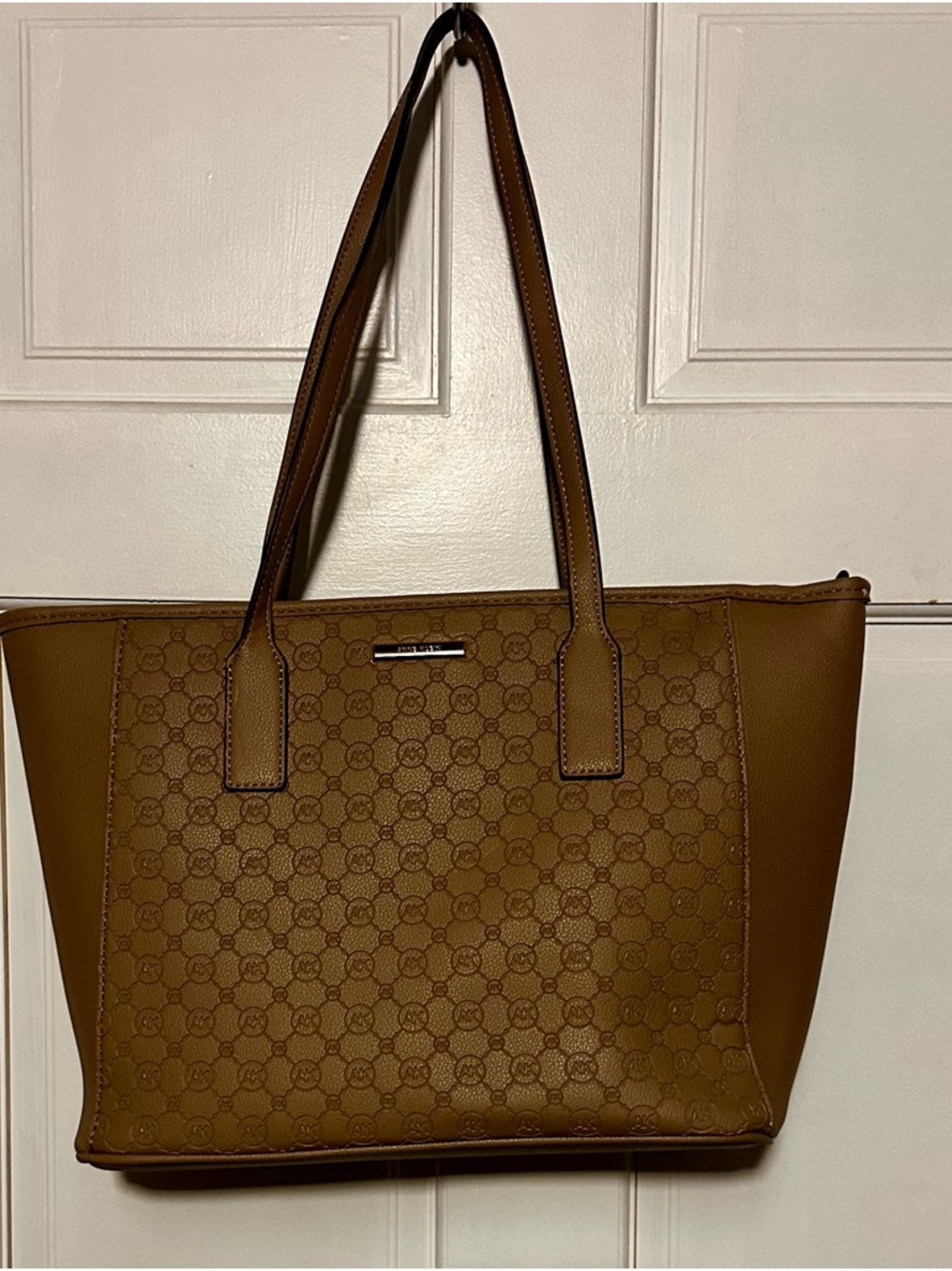 Anne Klein Camel Brown Tote with Embossed Pattern